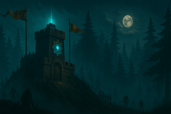 The hill under arcane teal light